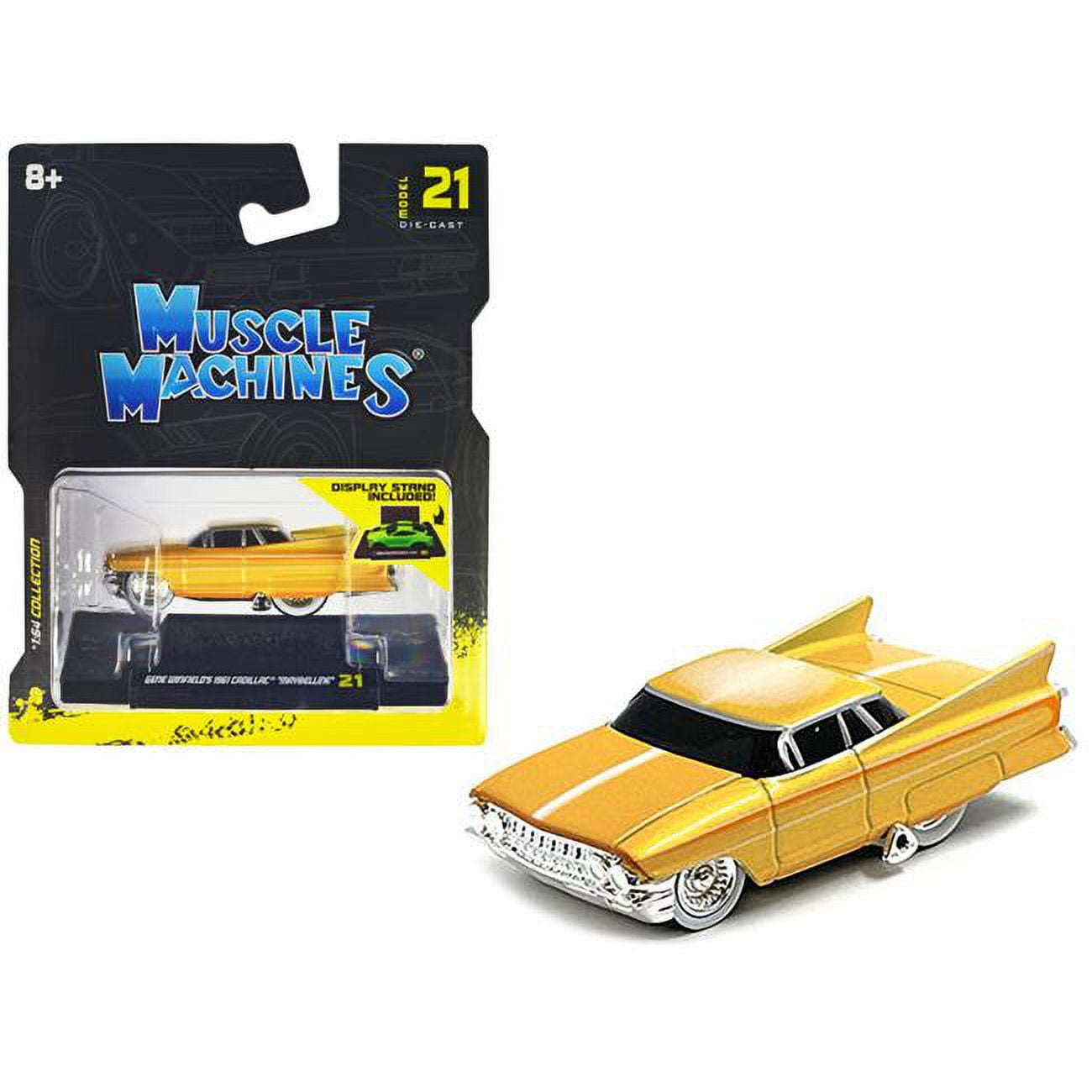 1-64 Scale Gene Winfields 1961 Cadillac Maybelline Yellow Metallic with White Stripes Diecast Model Car