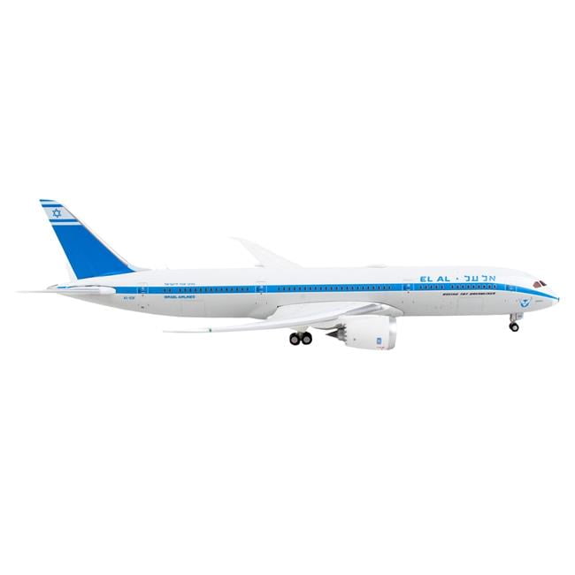 Picture of GeminiJets GJ1893 Boeing 787-9 Commercial Aircraft El Al Israel Airlines White with Blue Stripes & Tail 1-400 Scale Diecast Model Airplane