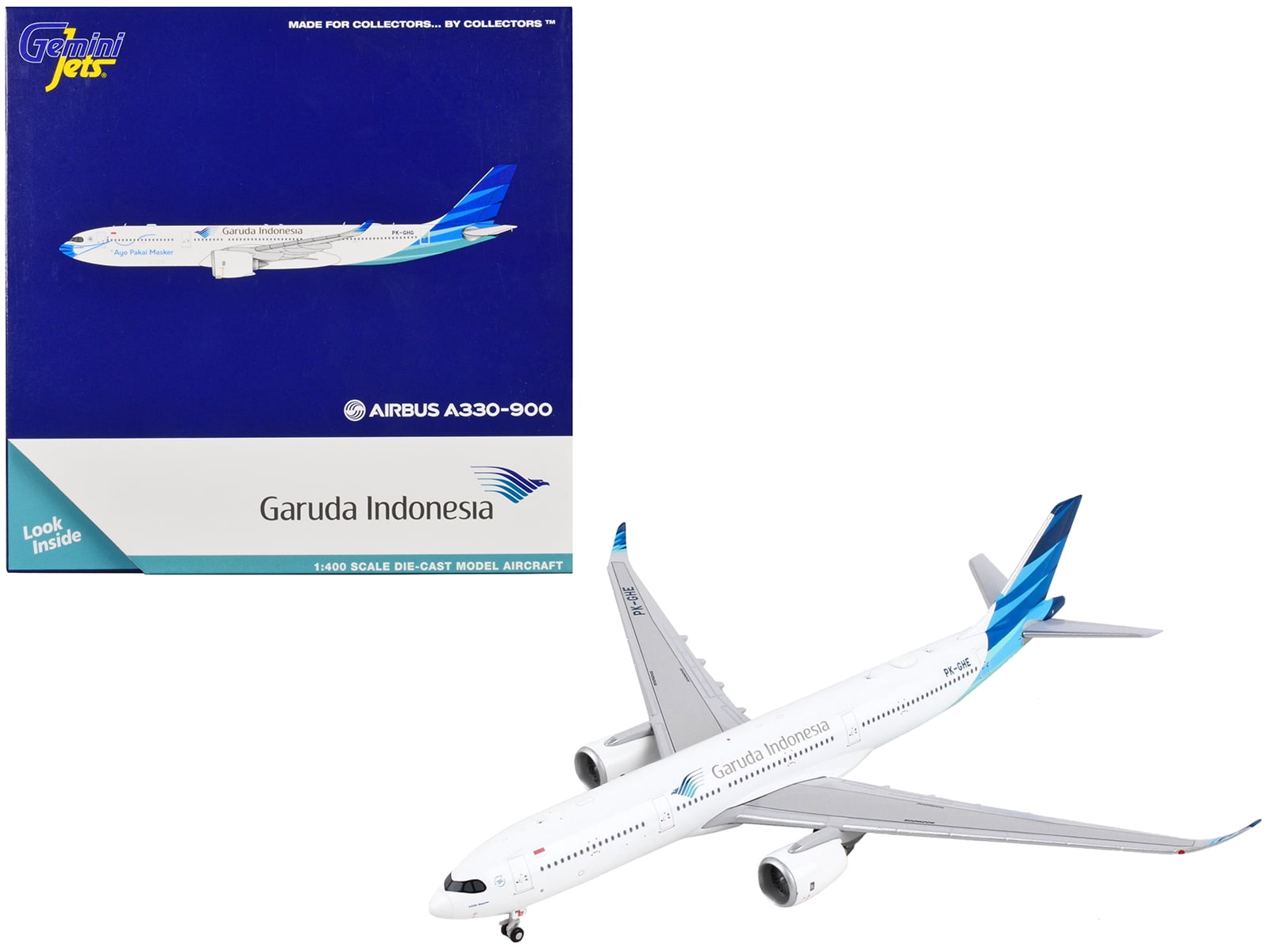 Picture of GeminiJets GJ1911 Airbus A330-900 Commercial Aircraft Garuda Indonesia White with Blue Tail 1-400 Scale Diecast Model Airplane
