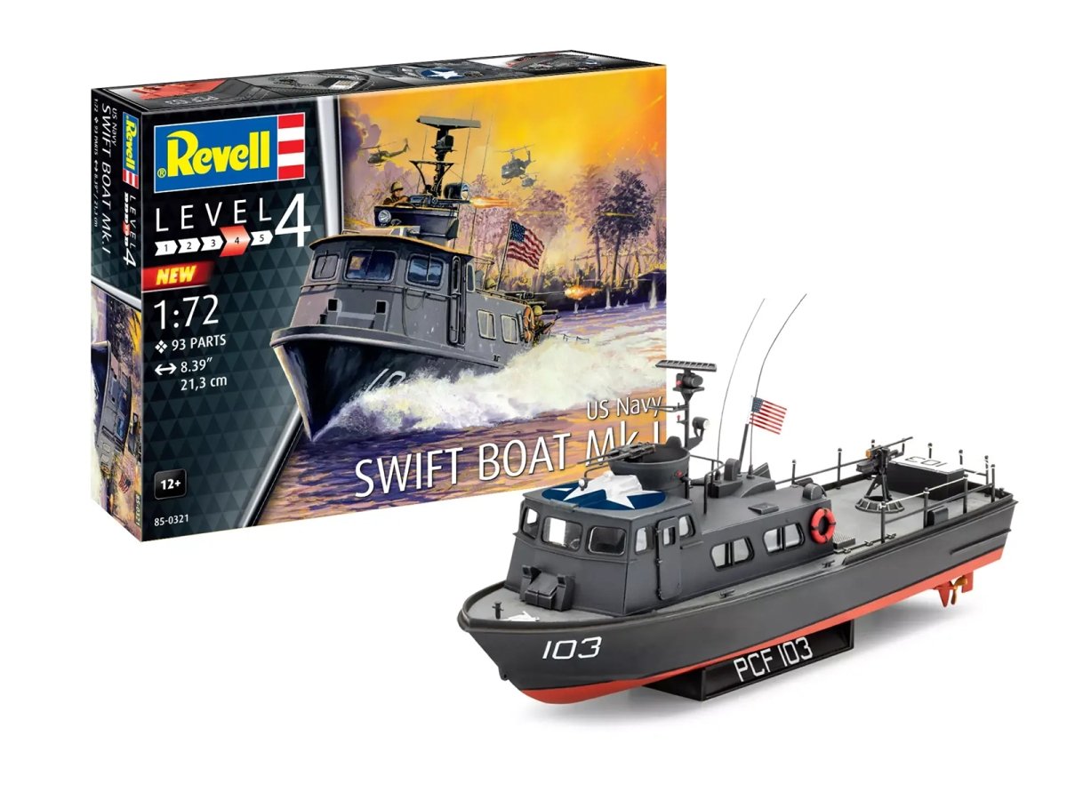 85-0321 Level 4 US Navy Swift Boat Mk.I 1-72 Scale Model Kit -  Revell