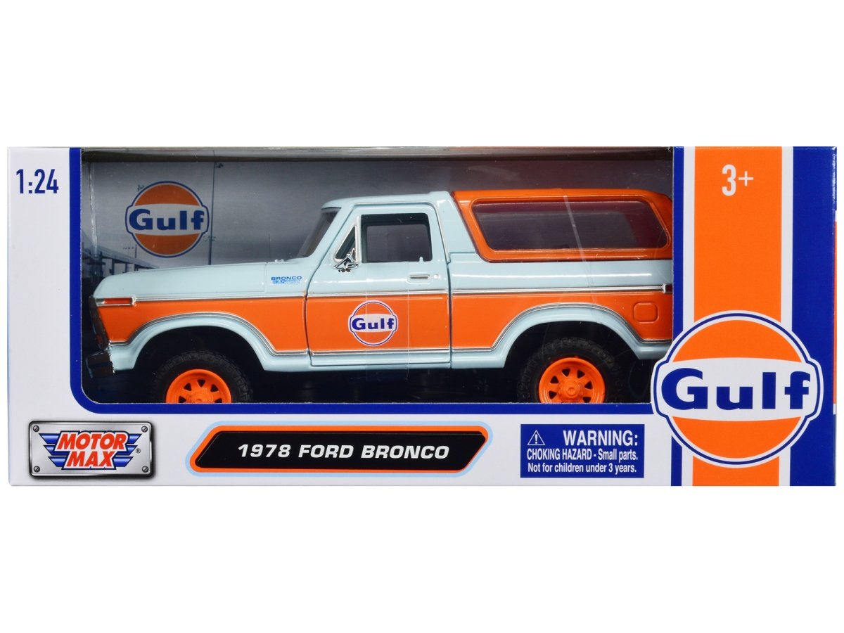 79662GULF 1978 Ford Bronco Gulf Oil Gulf Die-Cast Collection 1-24 Scale Diecast Model Car, Light Blue & Orange -  MOTORMAX