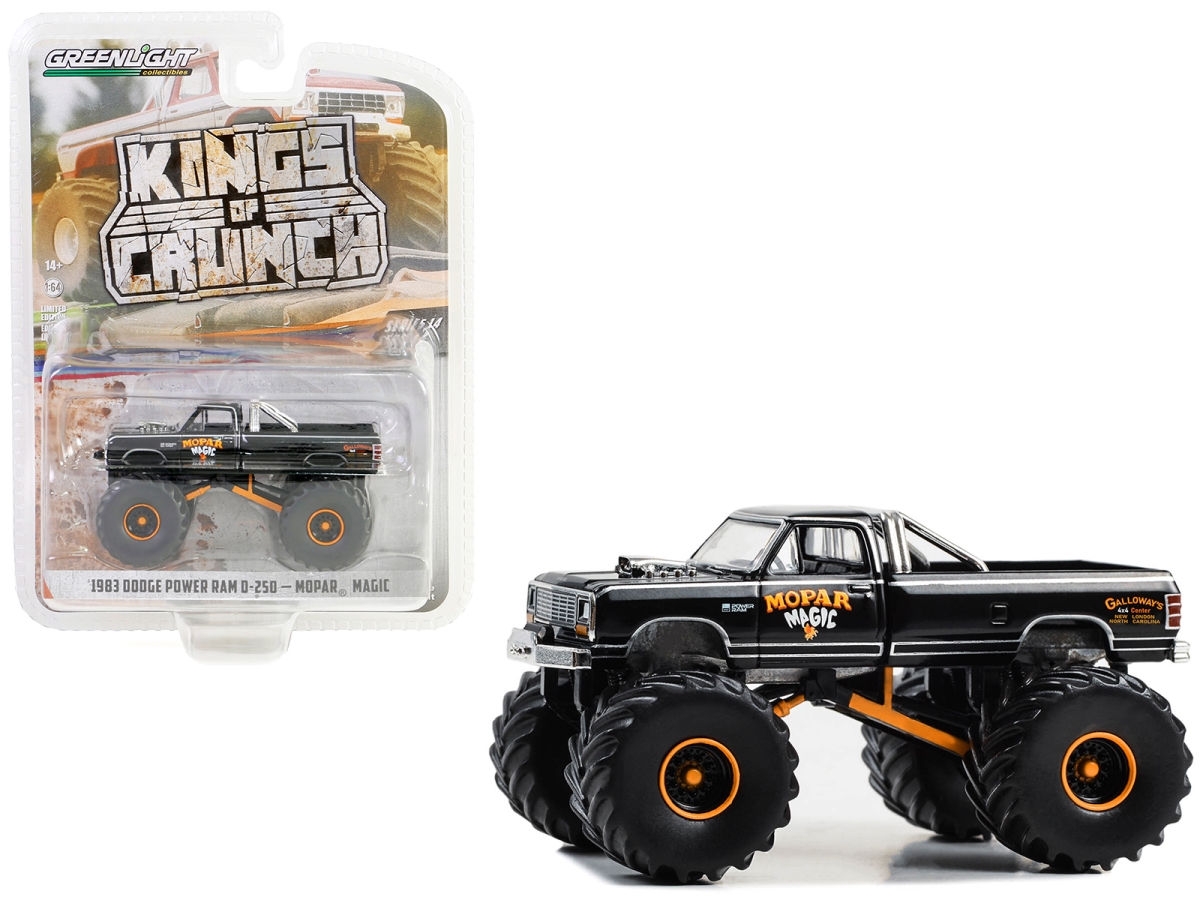 49140A 1983 Dodge Power Ram D-250 Monster Truck Mopar Magic Kings of Crunch Series 14 1-64 Scale Diecast Model Car, Black -  GreenLight