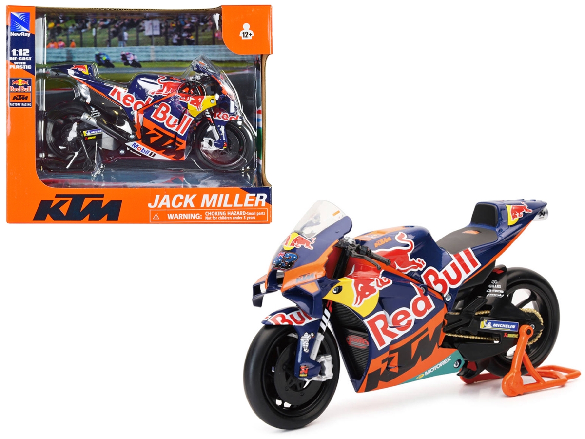 Ray 58393 KTM RC16 No. 43 Jack Miller Bull KTM Factory Racing MotoGP World Championship 2023 1-12 Scale Diecast Model Motorcycle, Red