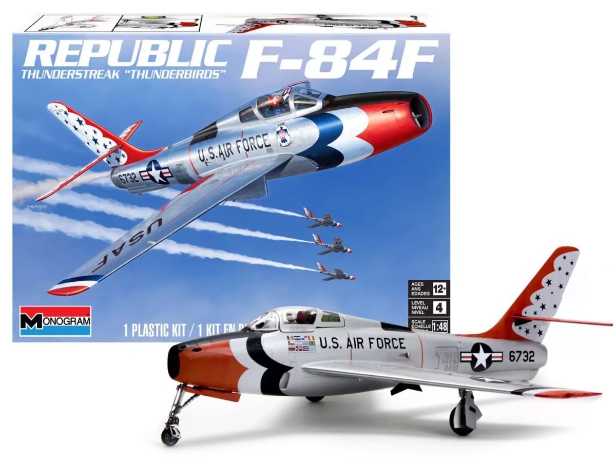 85-5996 Level 4 Republic F-84F Thunderstreak Aircraft US Air Force Thunderbirds Monogram Series 1-48 Scale Model Kit -  Revell