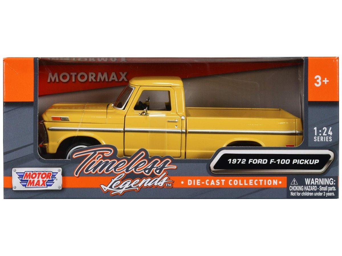 79384Y 1972 Ford F-100 Pickup Truck Timeless Legends Series 1-24 Scale Diecast Model Car, Yellow -  MOTORMAX