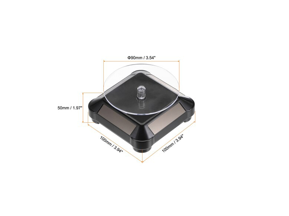002-BK 3.5 Solar Rotating Display Stand with Base for 1-64 Scale Model Cars, Black