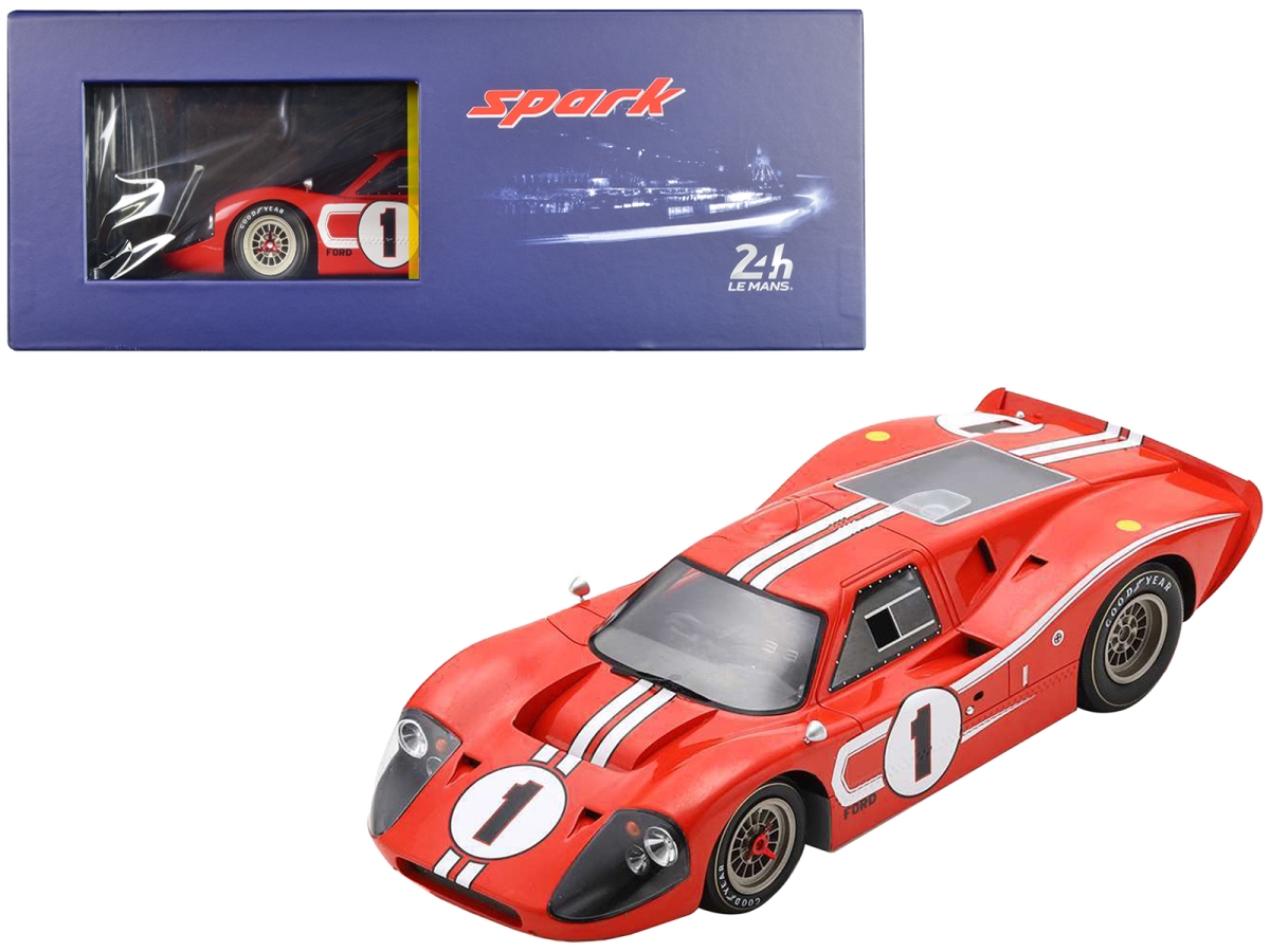 18LM67 Ford GT40 MK IV No. 1 Dan Gurney - A. J. Foyt Winner 24 Hours of Le Mans 1967 with Acrylic Display Case 1-18 Scale Model Car -  Spark