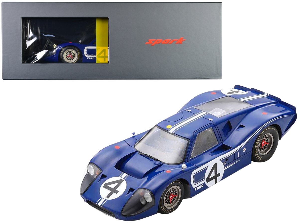 18S683 Ford GT40 MK IV No. 4 Denny Hulme - Lloyd Ruby 24 Hours of Le Mans 1967 with Acrylic Display Case 1-18 Scale Model Car -  Spark