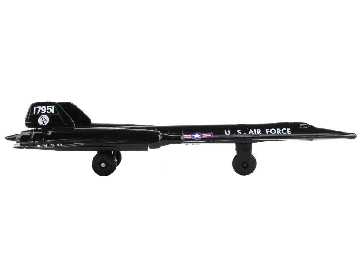 RW230 Lockheed SR-71 Blackbird Aircraft United States Air Force with Runway Section Diecast Model Airplane, Black