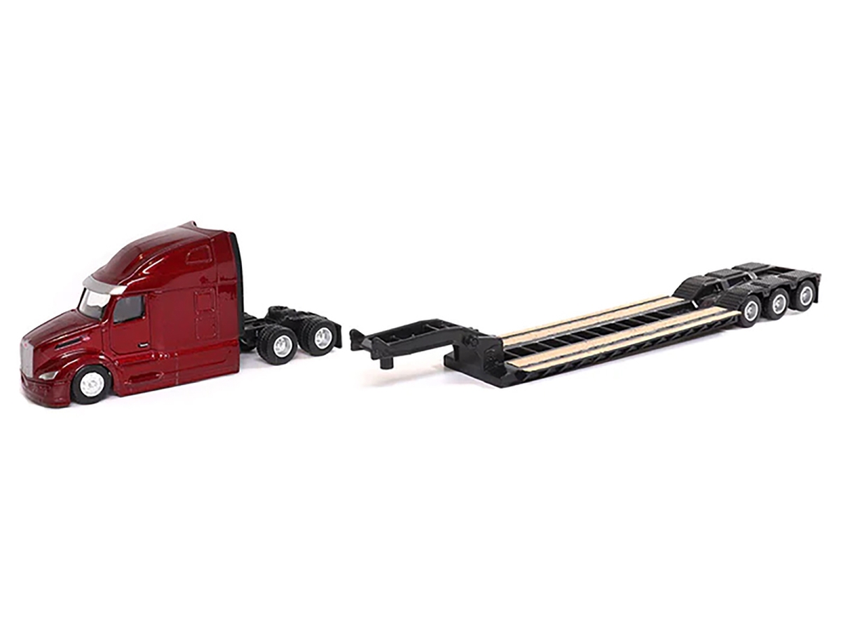 1-87 HO Scale Tractor with Lowboy Trailer & CAT D5M Dozer - Red Metallic Yellow