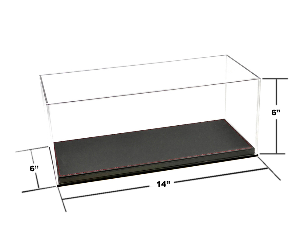 MJ35015L 1-18 Scale Model Showcase Acrylic Display Case with Synthetic Leather Base  - Black