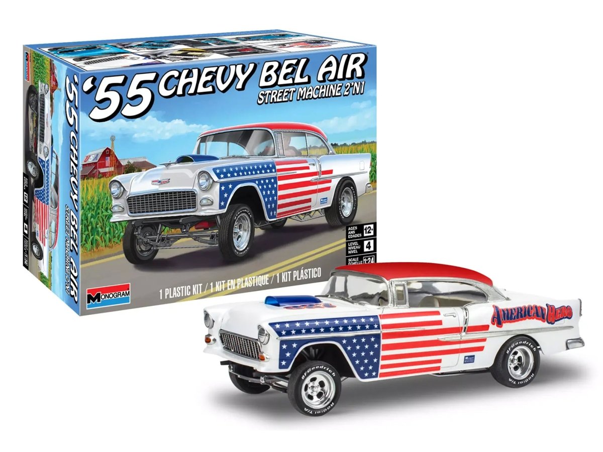 14519 Level 4 Model Kit 1955 Chevrolet Bel Air Street Machine 2-in-1 Kit 1-24 Scale Model -  Revell