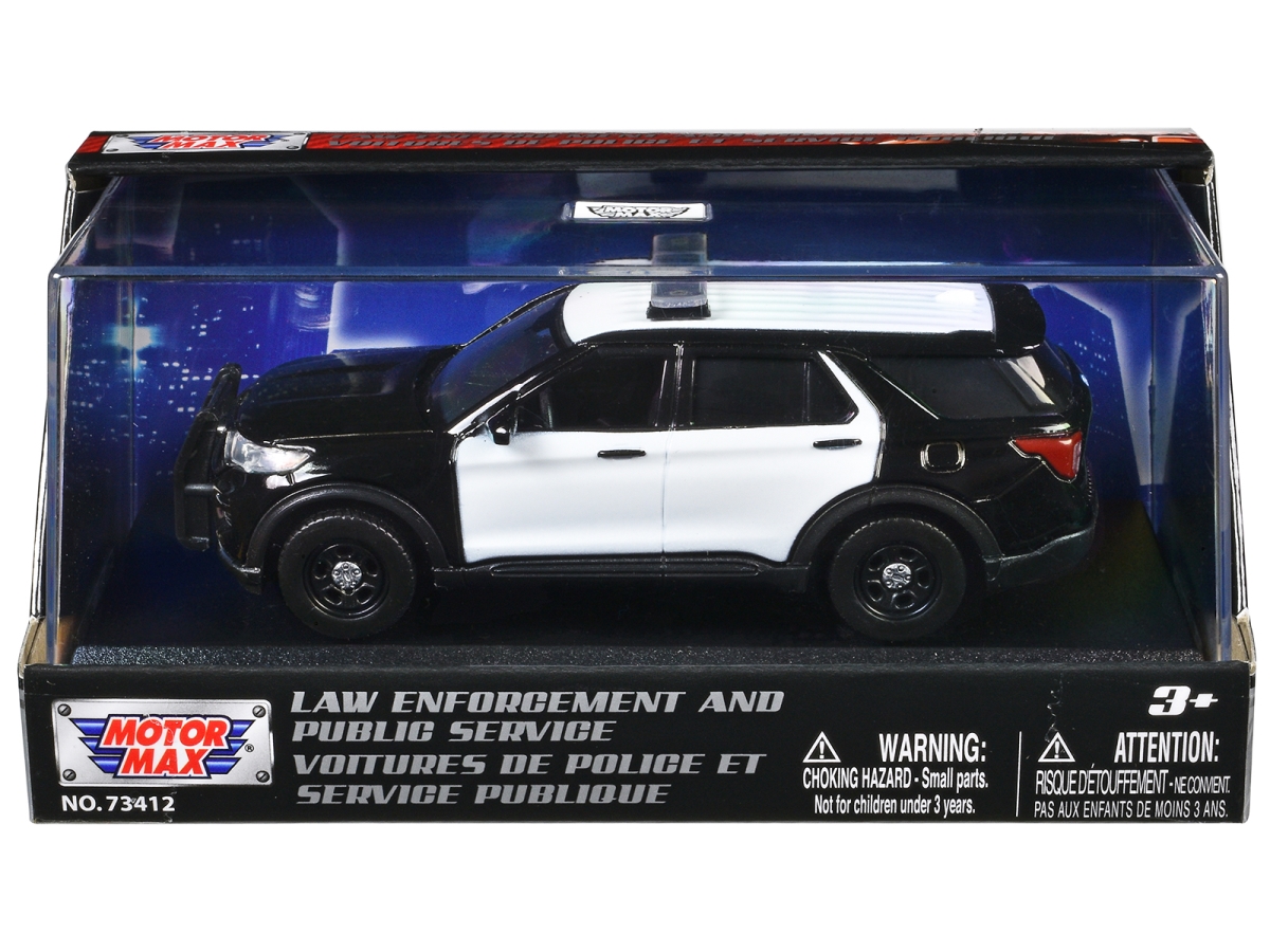 79496BW 2022 Ford Police Interceptor Utility Black & White Unmarked Law Enforcement & Public Service Series 1-43 Scale Diecast Model Car
