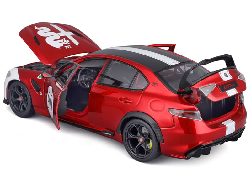 B 11049RD-99 Alfa Romeo Giulia Gotam No.99 Red Metallic with Black Top & White Graphics 1-18 Scale Diecast Model Car