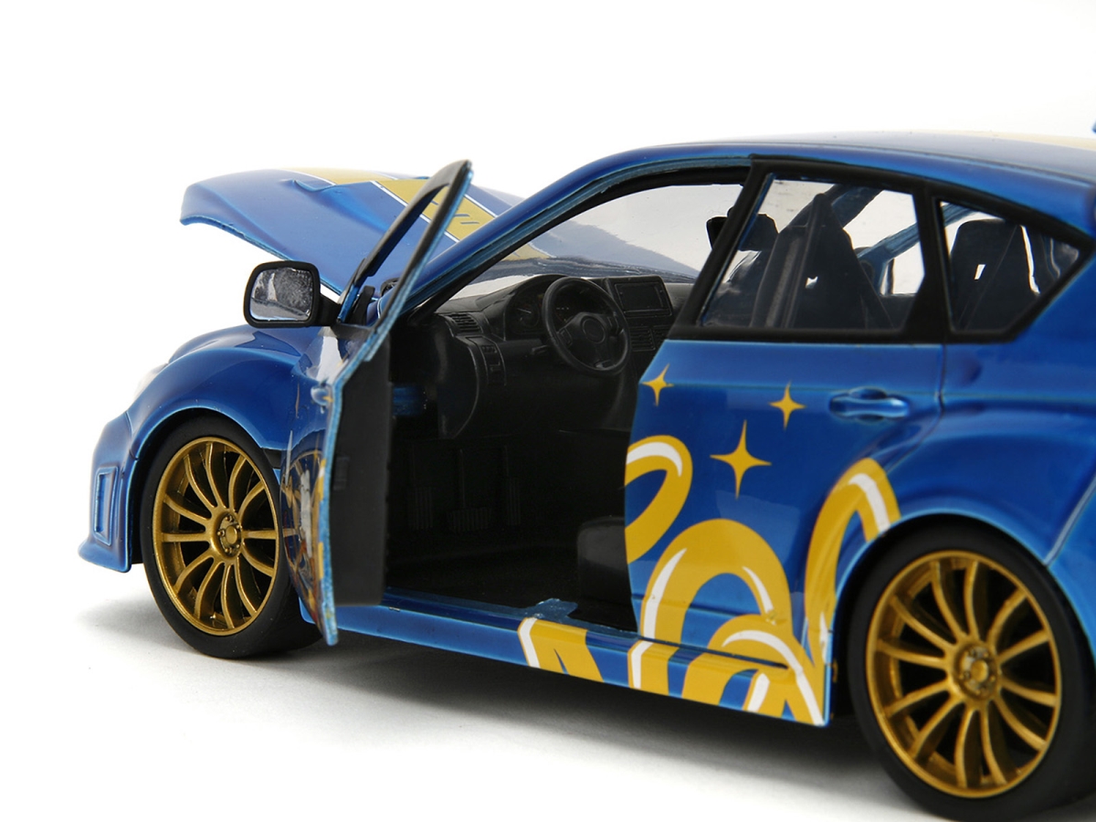 2012 Subaru Impreza WRX STI Diecast Model Car - Blue Metallic - 1:24 Scale - Includes Sonic Figure