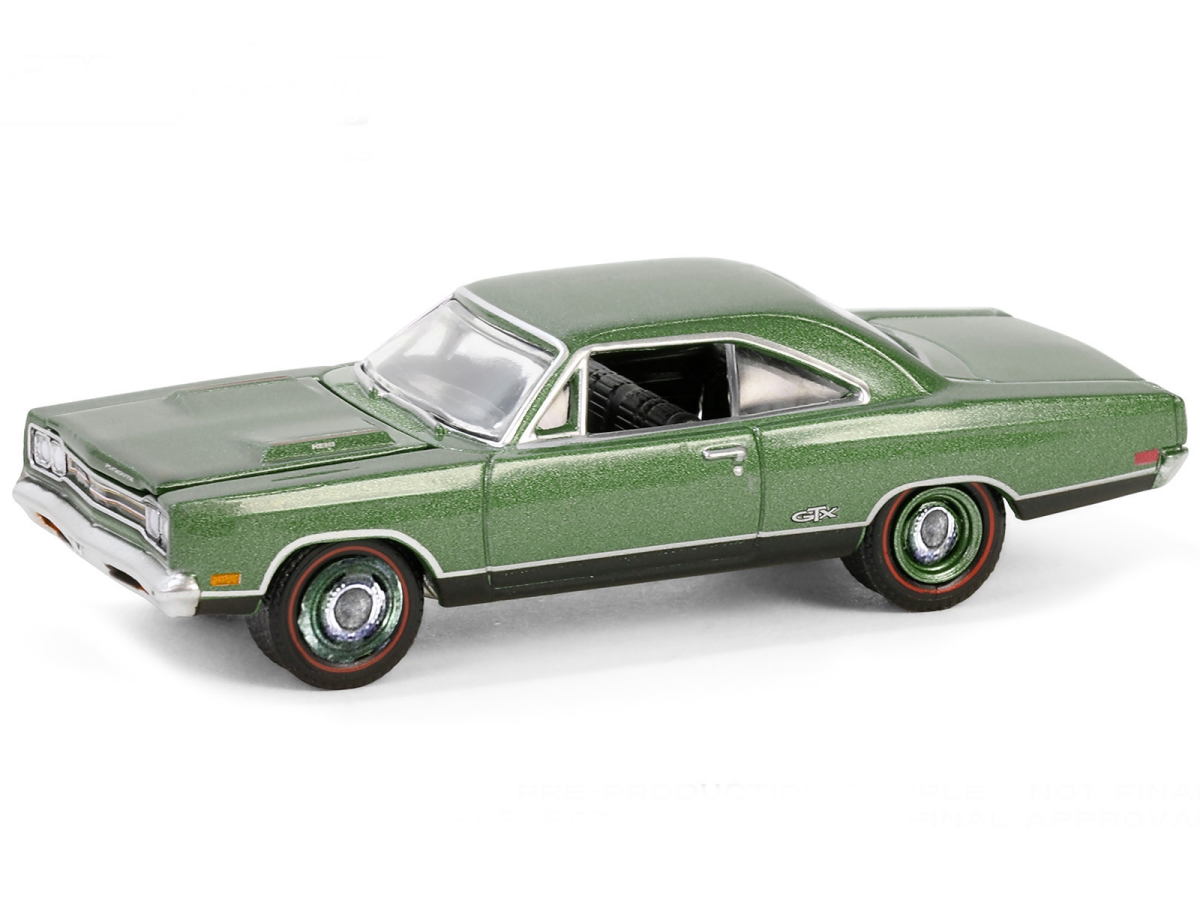 37310B 1-64 Scottsdale Edition Series 14 Diecast Model Car with Palm Beach 2023 Barrett Jackson for 1969 Plymouth HEMI GTX F8 - Ivory Green Metallic -  GreenLight