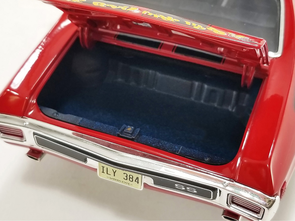 Picture of Acme A1805526 1970 Chevrolet Chevelle 454 LS6 Alert Red with Black Stripes Limited Edition to 374 Piece Worldwide 1 by 18 Diecast Model Car