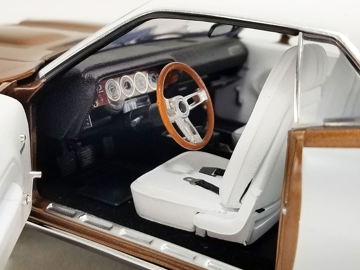 Picture of Acme A1806134VT 1971 Plymouth Barracuda Tahitian Walnut Metallic & White with Vinyl Top Limited Edition to 258 Piece Worldwide 1 by 18 Diecast Model Car