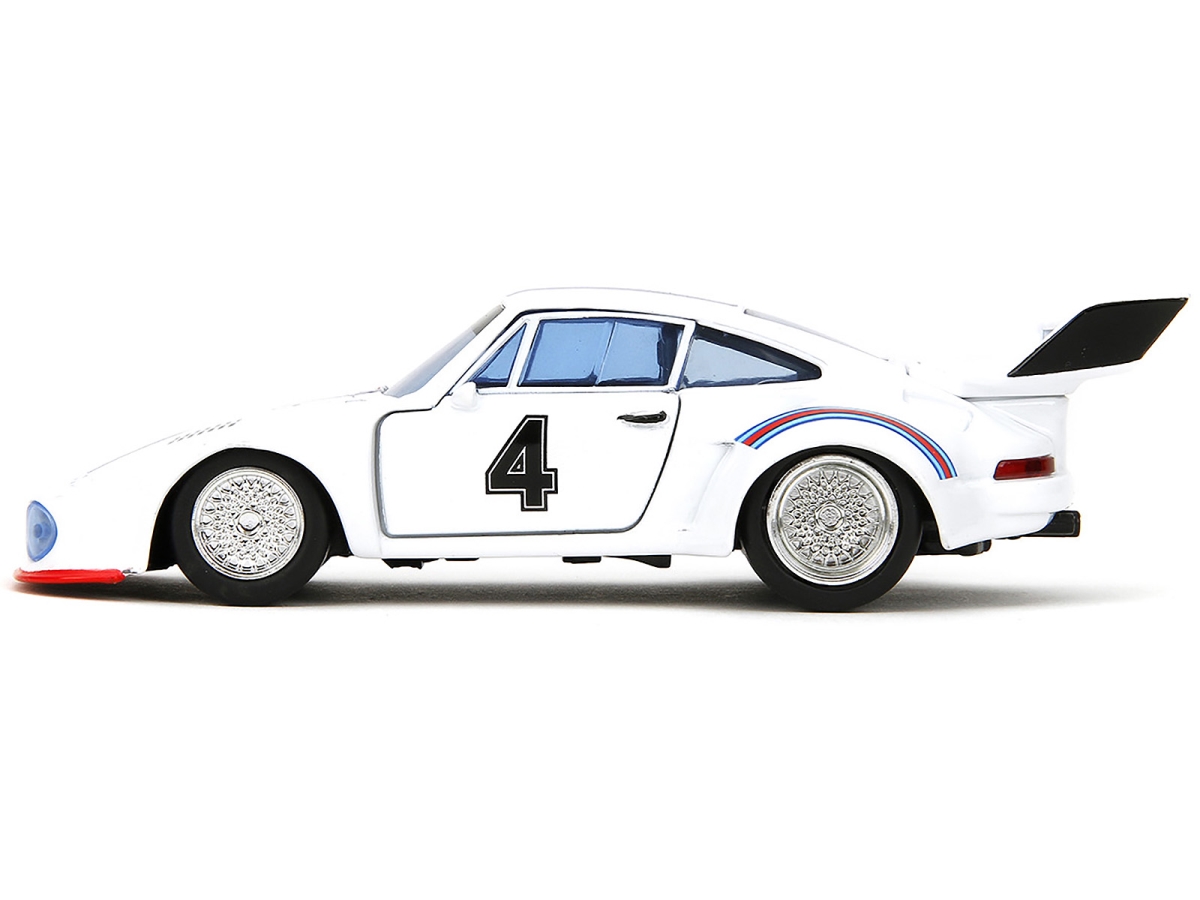Jada 34793 Porsche 935 Turbo No.4 Jazz White with Blue & Red Stripes Transformers Hollywood Rides Series 1 by 32 Diecast Model Car