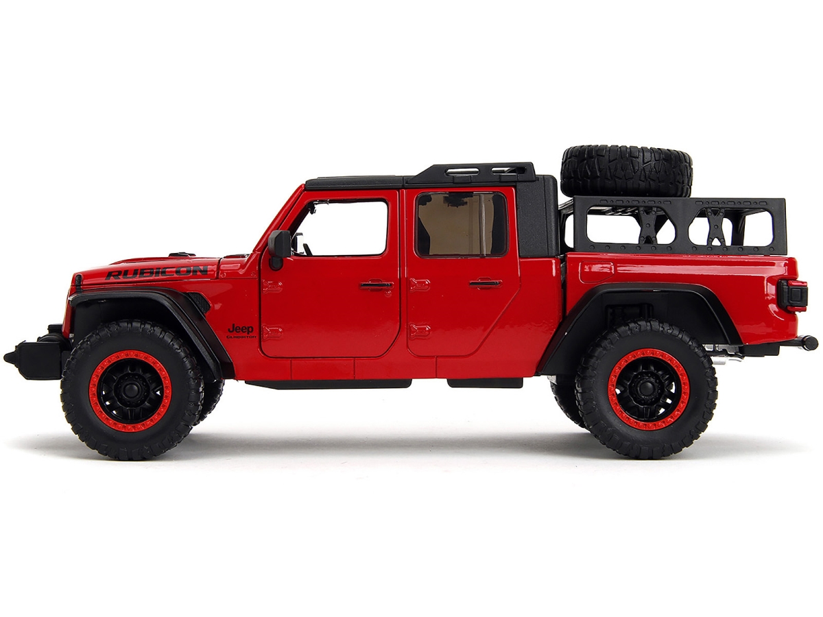 Jada 34190 2020 Jeep Gladiator Rubicon Pickup Truck Red with Black Top & Extra Wheels Just Trucks Series 1 by 24 Diecast Model