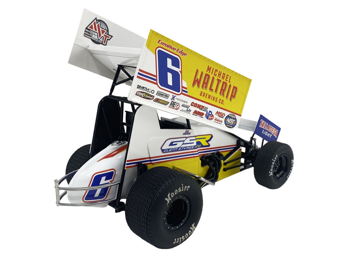 Picture of Acme A1824014 Winged Sprint No.6 Bill Rose Michael Waltrip Brewing Glenn Styres Racing World of Outlaws 2024 1 by 18 Diecast Model Car