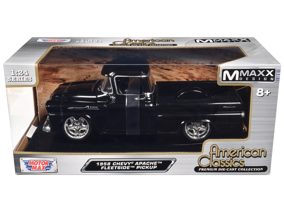 79311MXBK 1958 Chevrolet Apache Fleet Side Pickup Black Maxx Design American Classics Series 1 by 24 Diecast Model Car