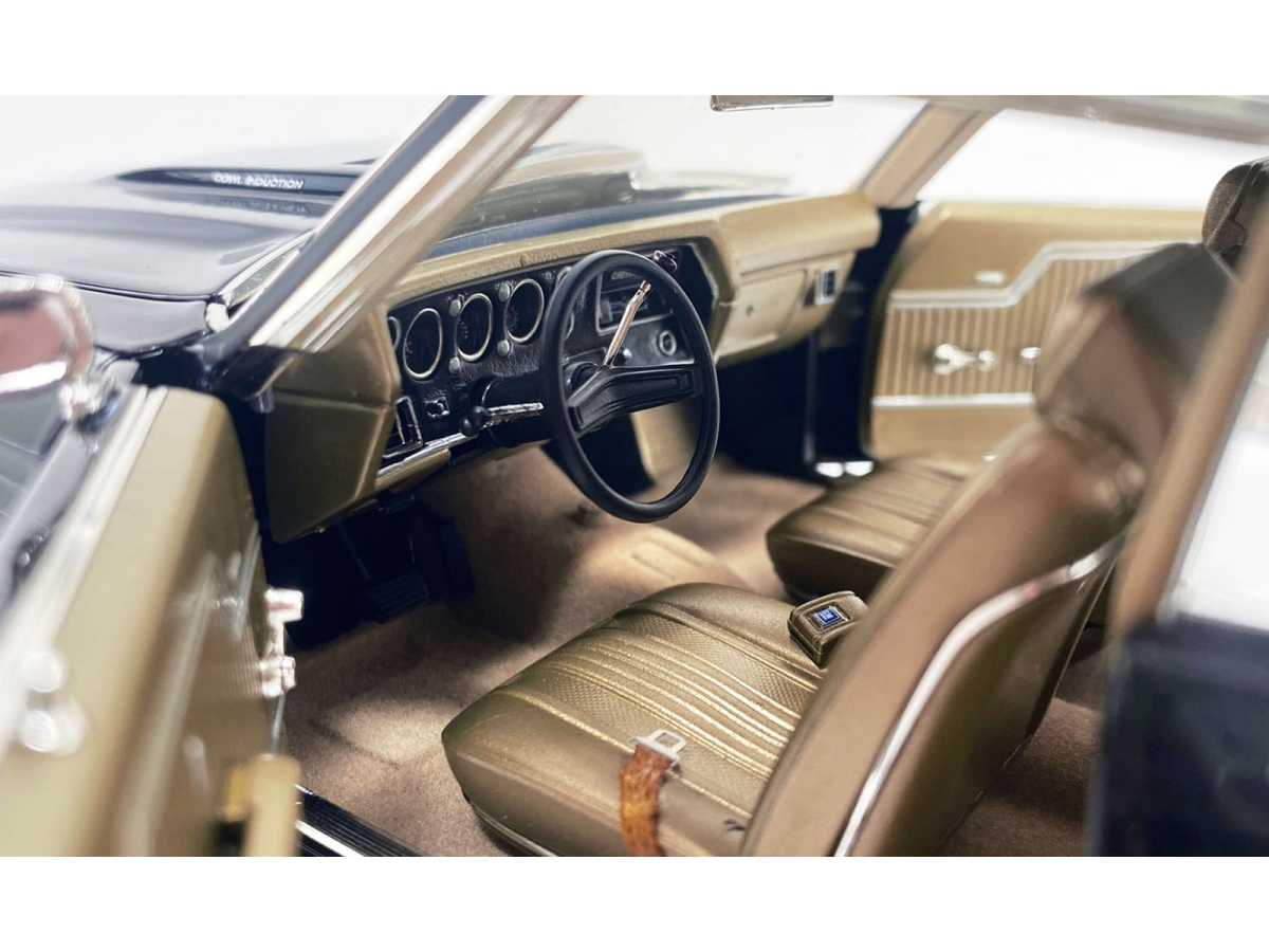 Picture of Acme A1805527 1970 Chevrolet Chevelle SS 454 Tuxedo Black with Gold Interior Limited Edition to 460 Piece Worldwide 1 by 18 Diecast Model Car
