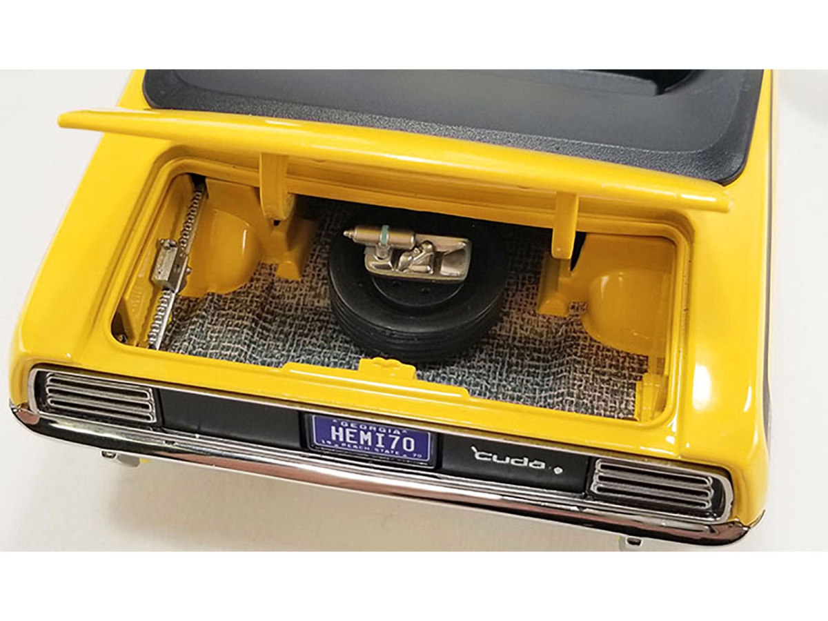 Picture of Acme A1806129 1970 Plymouth Hemi Barracuda Convertible Lemon Twist Yellow Limited Edition to 642 Piece Worldwide 1 by 18 Diecast Model Car