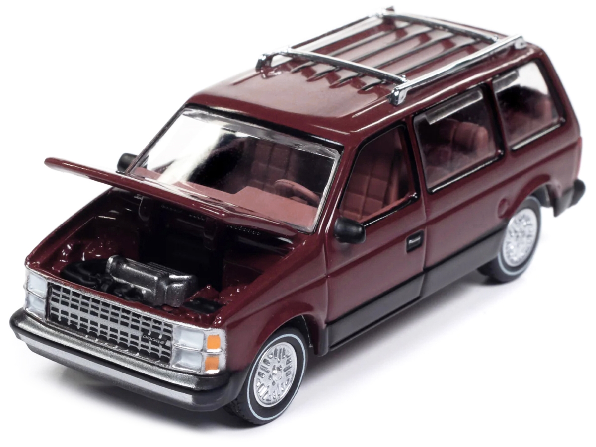 1985 Dodge Caravan Diecast Model - Crimson Red & Black - 1:64 Scale - Detailed Design