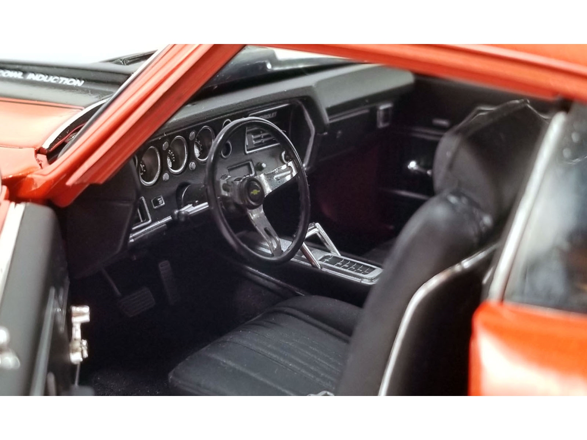 Picture of Acme A1805528 1970 Chevrolet Chevelle SS 454 LS6 Sunkist Hood Stripes 1 by 18 Diecast Model Car&#44; Orange & Black