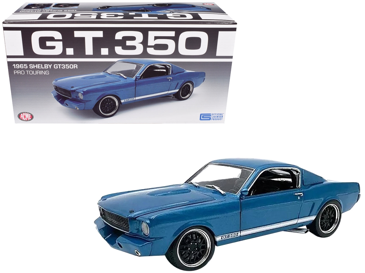 Picture of Acme A1801879 1965 Shelby GT350R Pro Touring Blue Metallic Limited Edition to 372 Piece Worldwide 1-18 Scale Diecast Model Car
