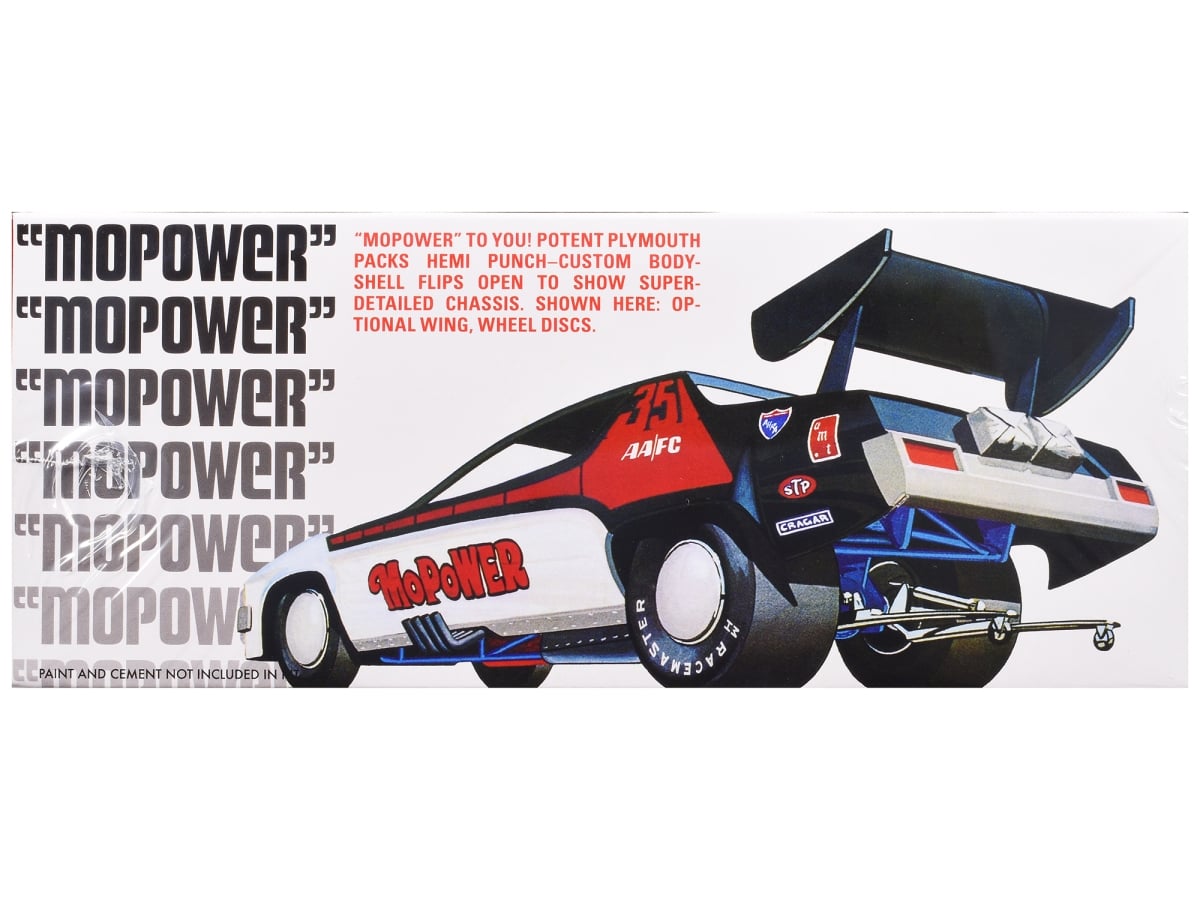 Autoworld AMT1473 Skill 2 Model Kit Plymouth Funny Car Mopower 1-25 Scale Model