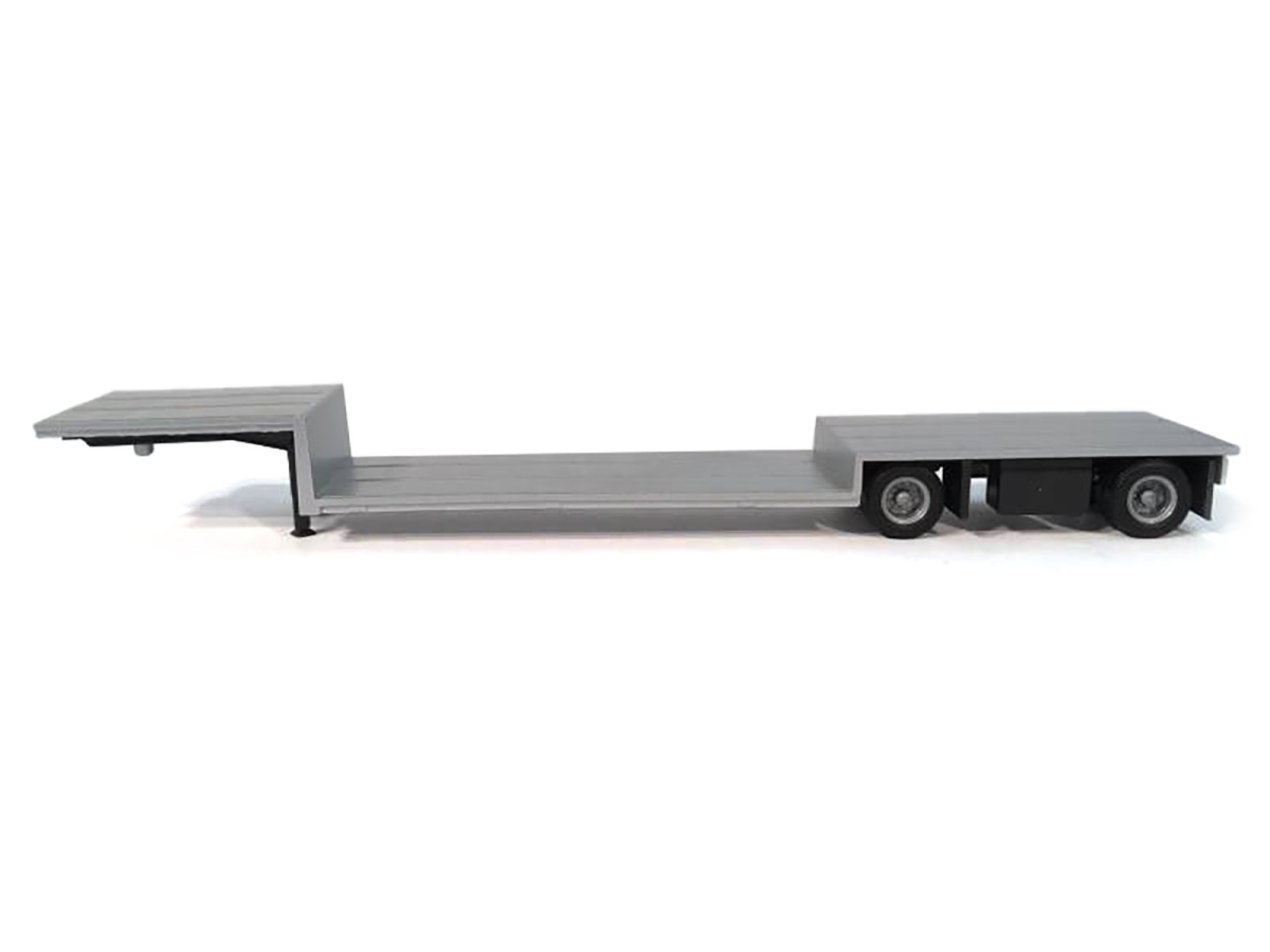 005363S Spread Axle Double-Drop Flatbed Trailer Silver Top 1-87 Scale - HO Plastic Model