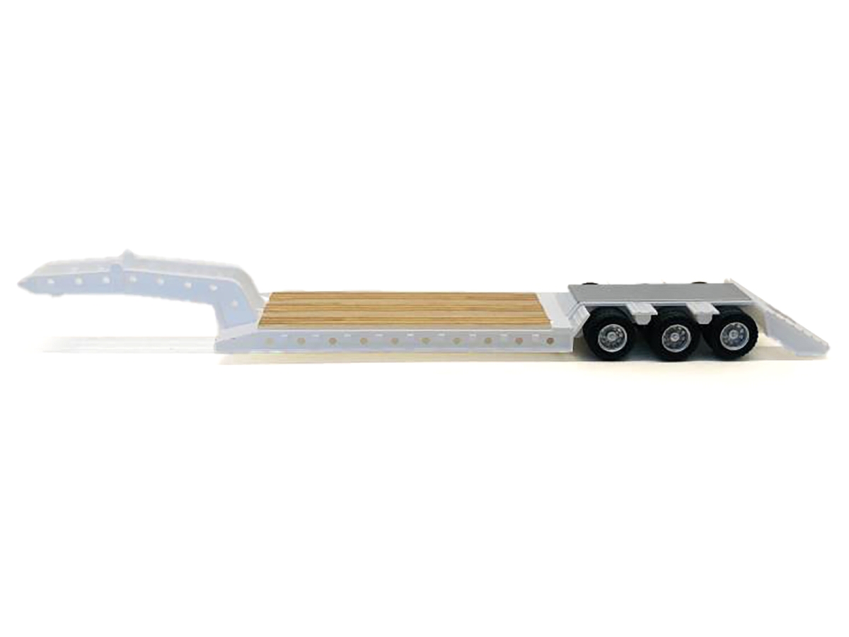 005513W 3-Axle Heavy Equipment Lowboy Trailer White 1-87 Scale - HO Plastic Model