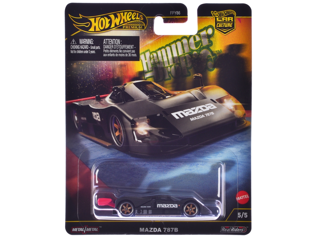 Hotwheels HRW08 Mazda 787B Prototype Race Car Black Hammer Drop Series Diecast Model Car