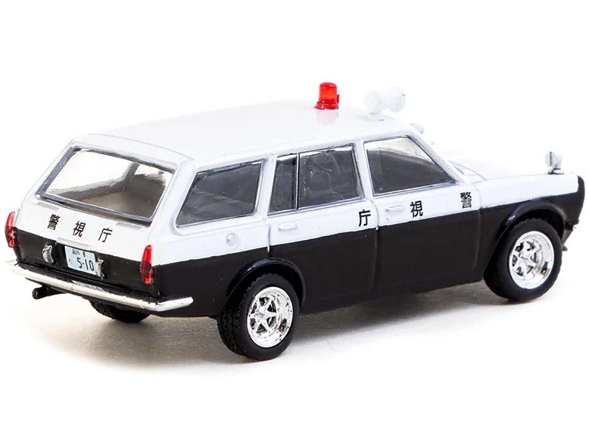 Picture of Tarmac Works T64G-026-PC Datsun Bluebird 510 Wagon Japan Police Car Black & White Global64 Series 1-64 Scale Diecast Model Car