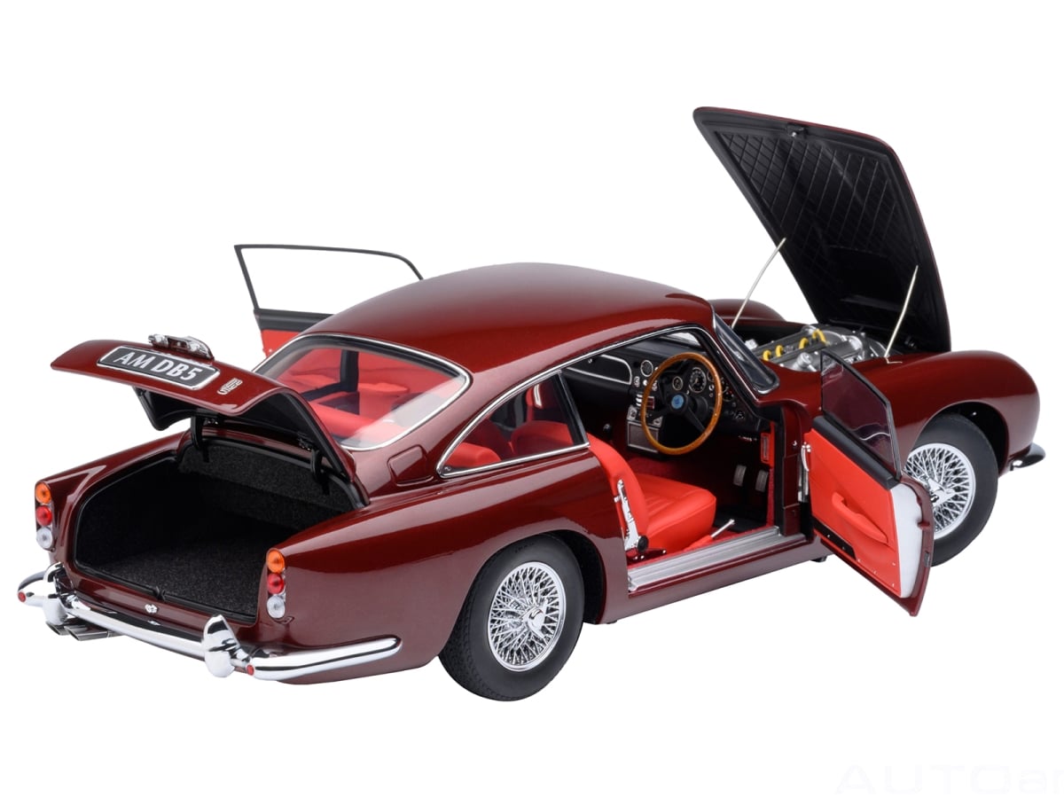 70289 Aston Martin DB5 Right Hand Drive Dubonnet Rosso Red Metallic 1-18 Scale Model Car