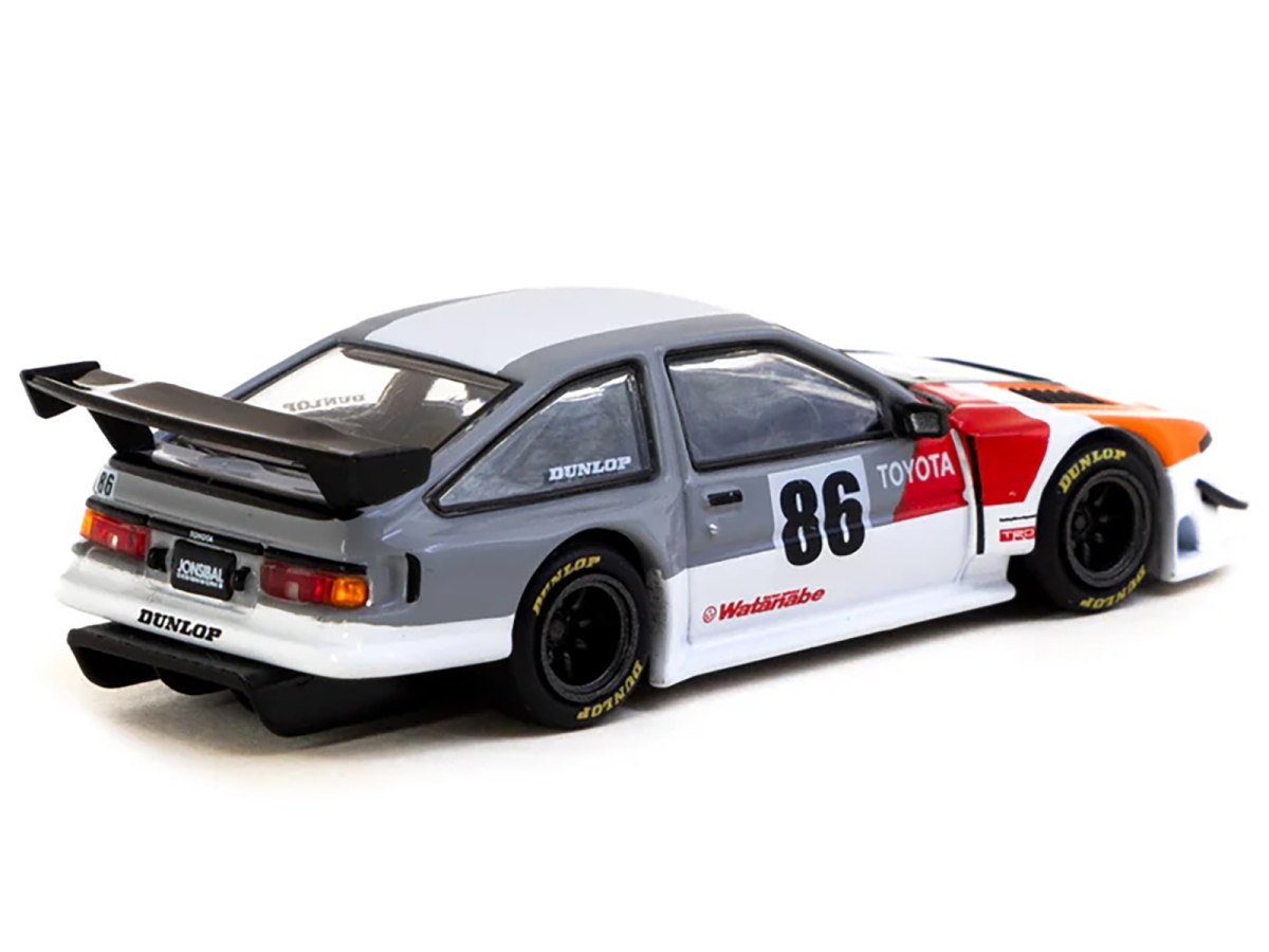 Picture of Tarmac Works T64G-060-TRD Toyota Sprinter Trueno AE86 Widebody Right Hand Drive No.86 TRD-Jonsibal Designworks White & Gray with Graphics Global64 Series 1-64 Scale Diecast Model Car