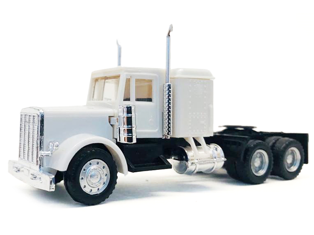 025232W Peterbilt Sleeper Cab White 1-87 HO Scale Plastic Model Car