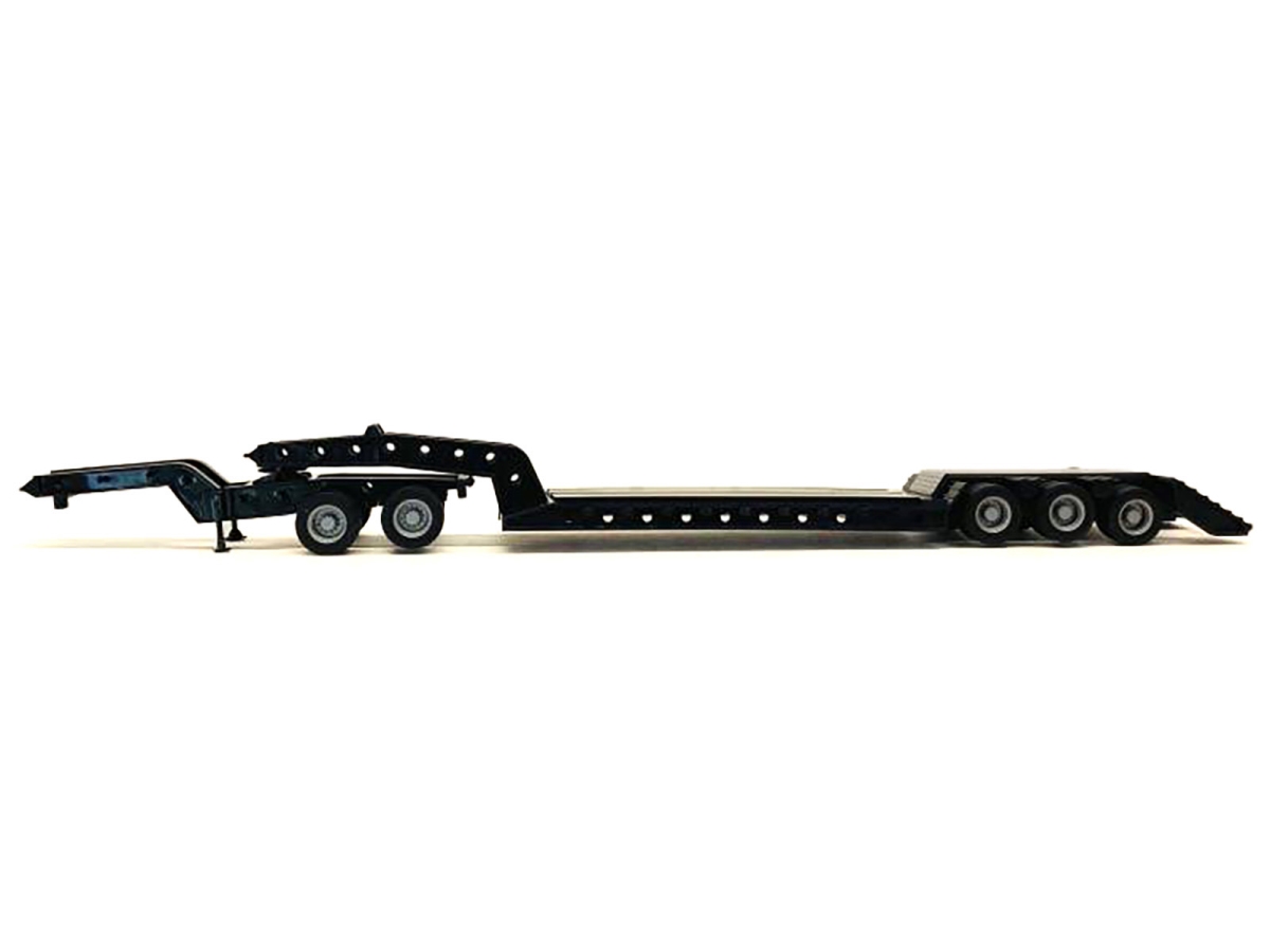 005396BK Heavy Equipment Lowboy Trailer with Jeep Black 1-87 Scale - HO Plastic Model