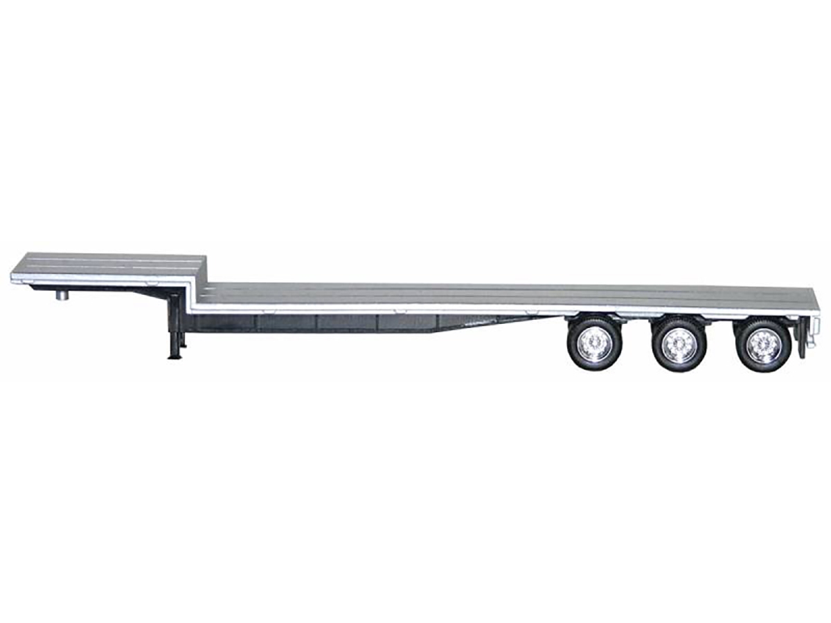 005454S 48 ft. 3-Axle Drop Deck Trailer with Chrome Wheels & Silver Top 1-87 Scale - HO Plastic Model