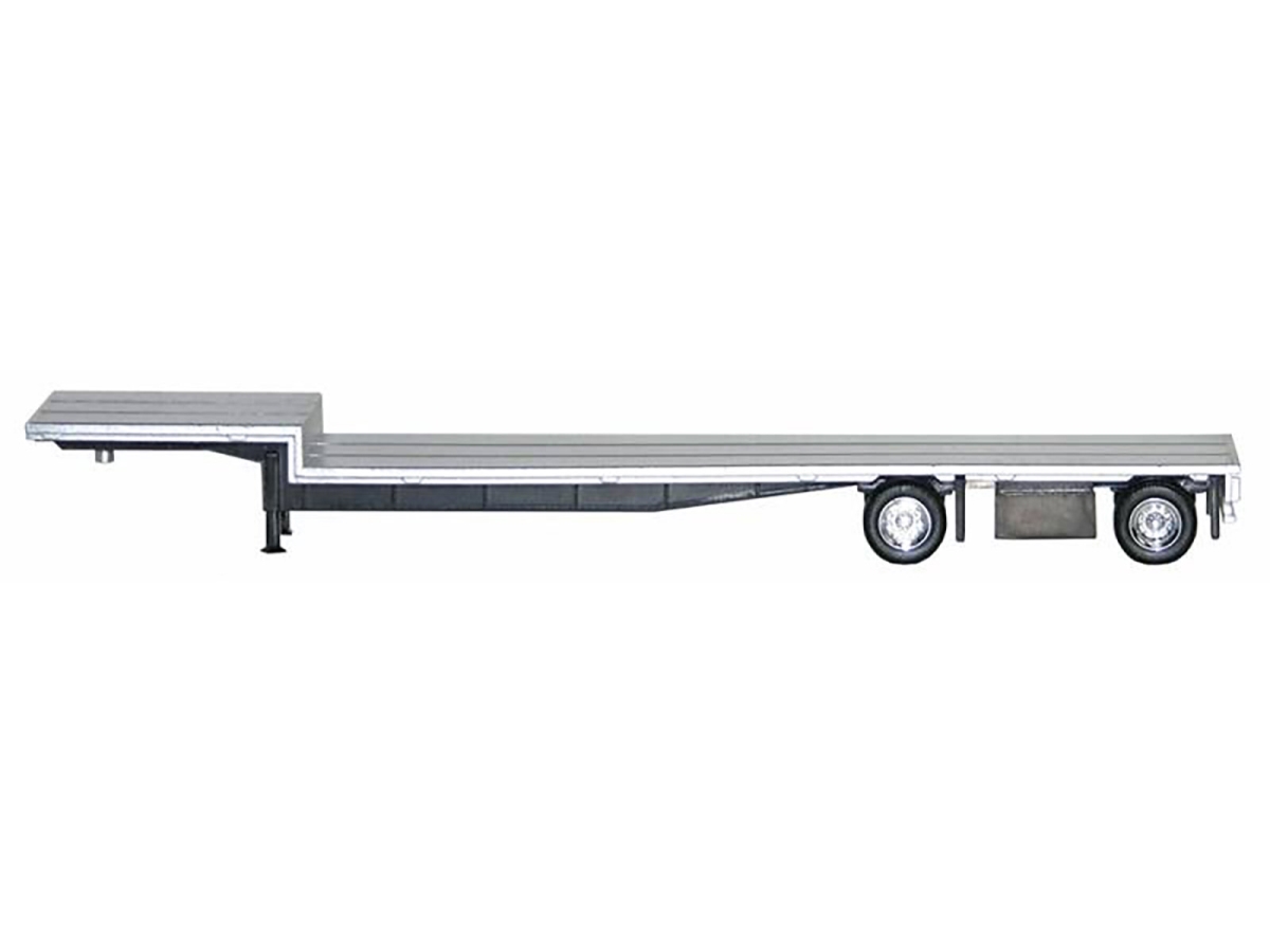 005455S 48 ft. 1-87 Scale Spread-Axle Drop Deck Trailer HO Plastic Model - Chrome & Silver