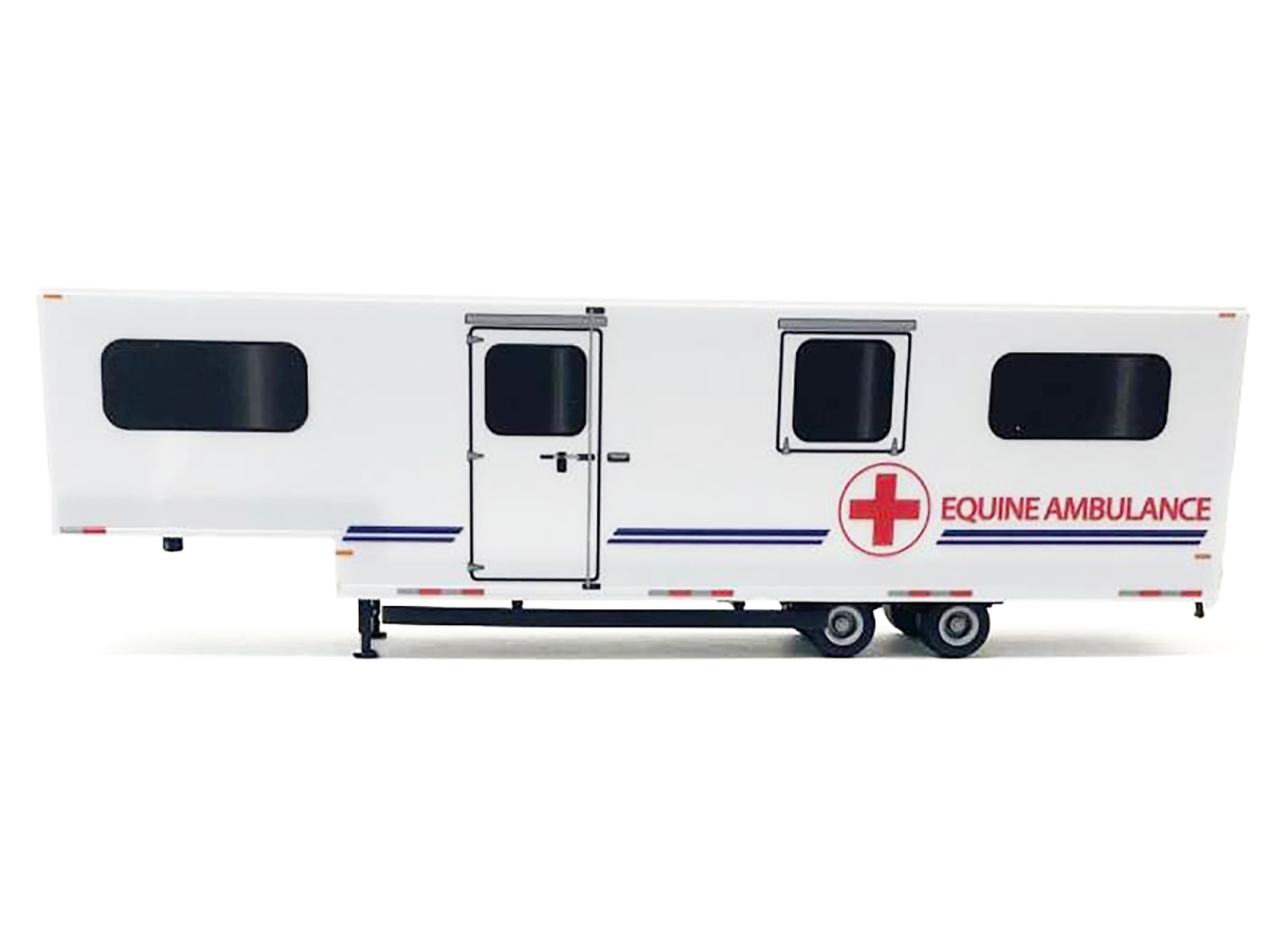 005536W 1-87 Scale Equine Ambulance Trailer HO Plastic Model - White & Blue