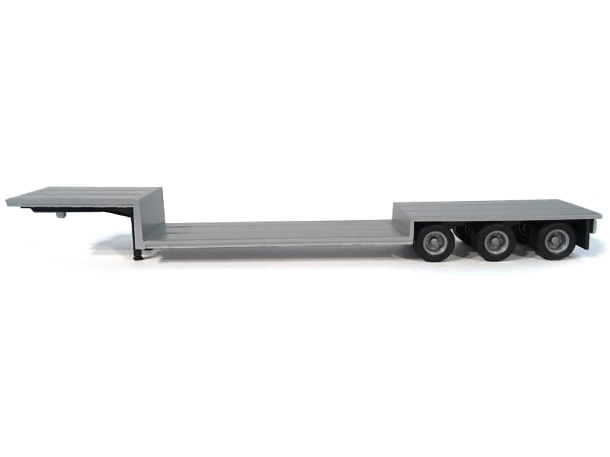 005362S 1-87 Scale 3-Axle Double-Drop Flatbed Trailer HO Plastic Model - Silver