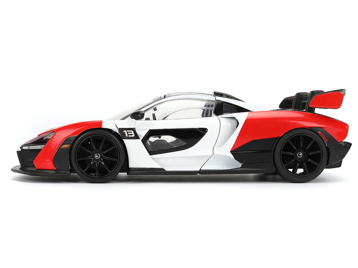 Jada 36370 1-24 Scale McLaren Senna with Carbon Hood & Top Hyper Spec Series Diecast Model Car - White & Red