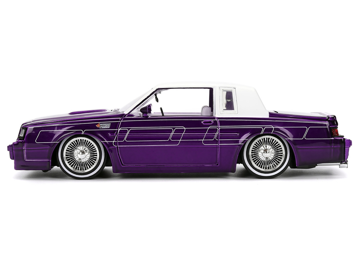 Jada 36343 1987 Buick Grand National Candy Purple with Graphics & White Top & Interior Bigtime Muscle Series 1-24 Scale Diecast Model Car