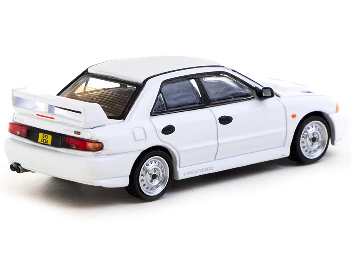 Picture of Tarmac Works T64G-050-RS Mitsubishi Lancer RS Evolution III Right Hand Drive White Global64 Series 1-64 Scale Diecast Model Car