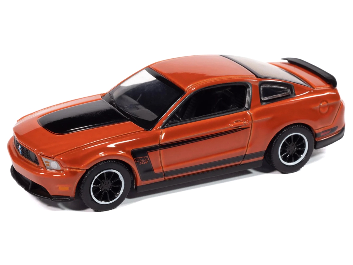 Autoworld 64502-AWSP186B 2012 Ford Mustang Boss 302 Competition Orange with Black Accents Modern Muscle Series 1-64 Scale Diecast Model Car