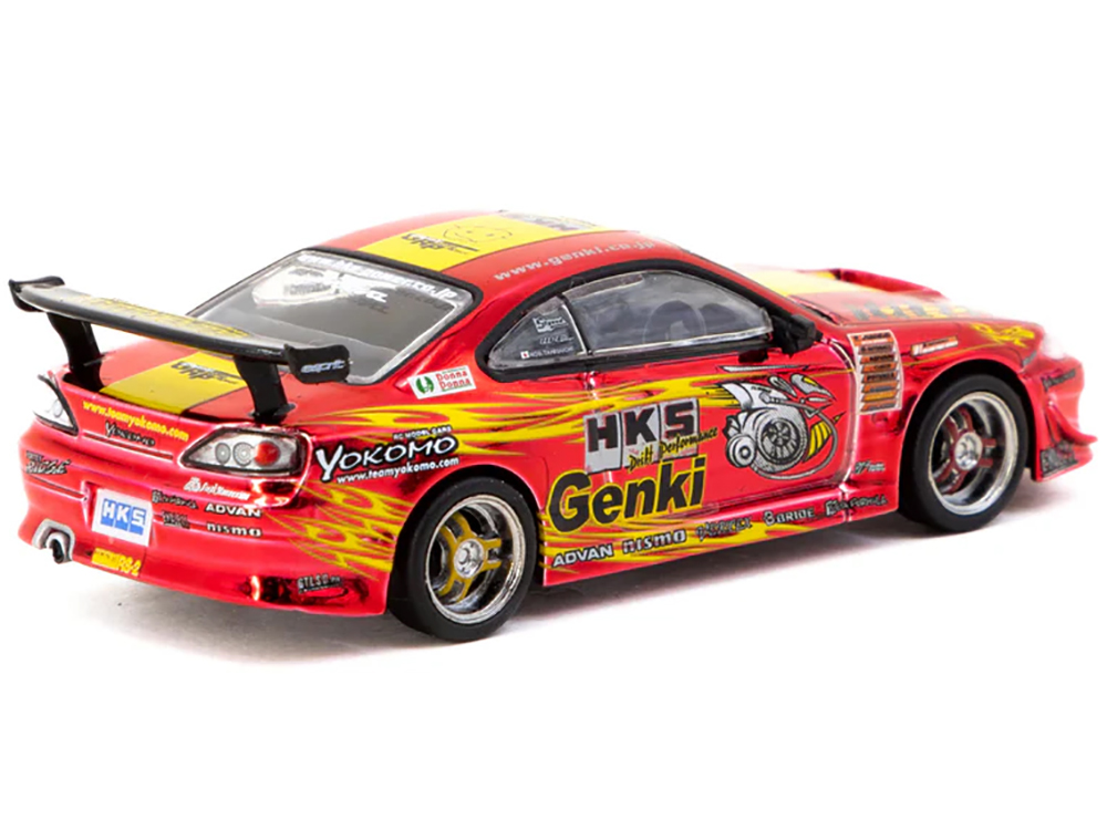 Picture of Tarmac Works T64G-023-HKSRC Nissan HKS Hiper Silvia RS-2 Right Hand Drive Tokyo Auto Salon Red Chrome Global64 Series 1-64 Scale Diecast Model Car