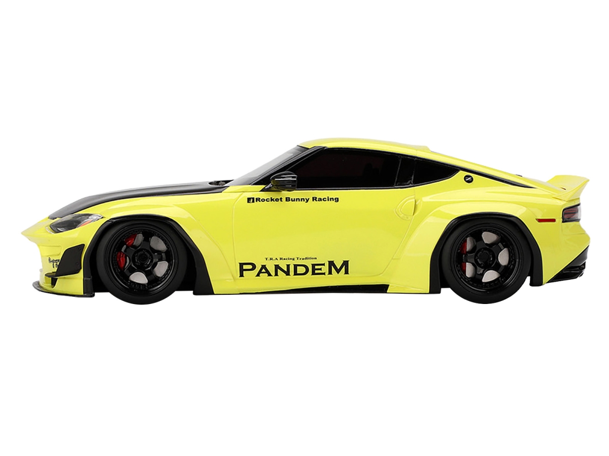 Picture of Top Speed TS0529 Nissan Z RZ34 Pandem Ikazuchi Yellow with Matt Black Hood 1-18 Scale Model Car